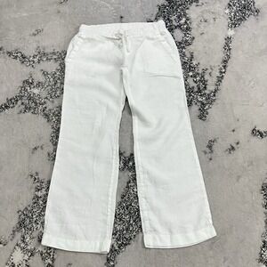 James Perse Linen Pants White Drawstring Wide Leg Relaxed USA Size 1 Small